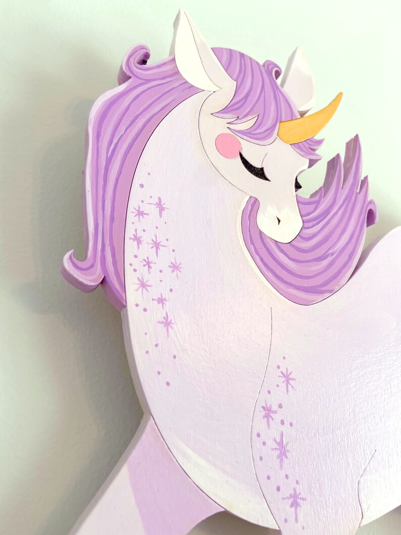 Purple Unicorn Wall Wood Art Etsy