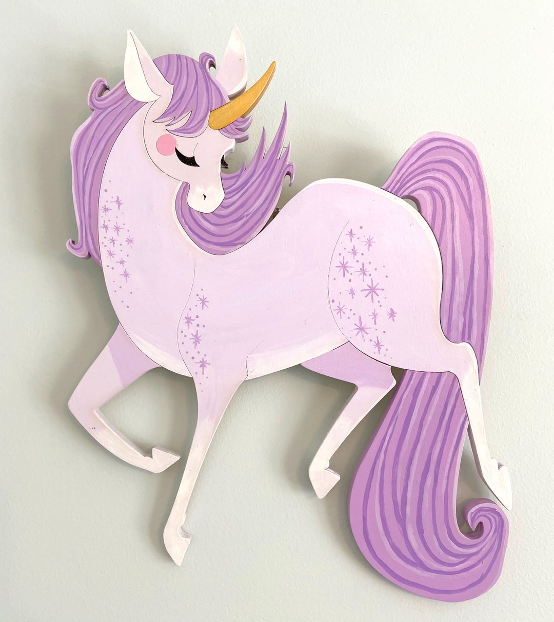 Purple Unicorn Wall Wood Art Etsy