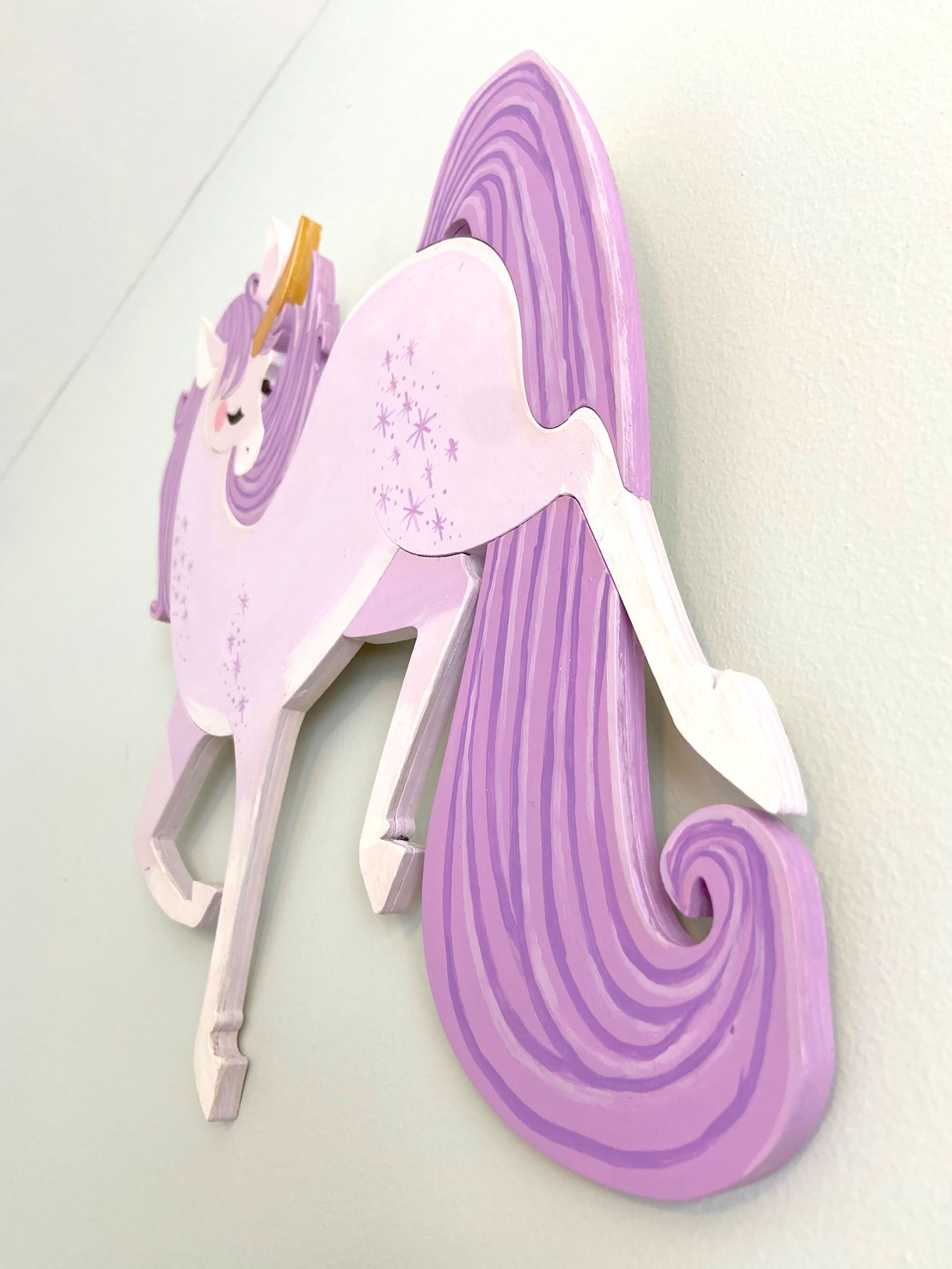 Purple Unicorn Wall Wood Art Etsy