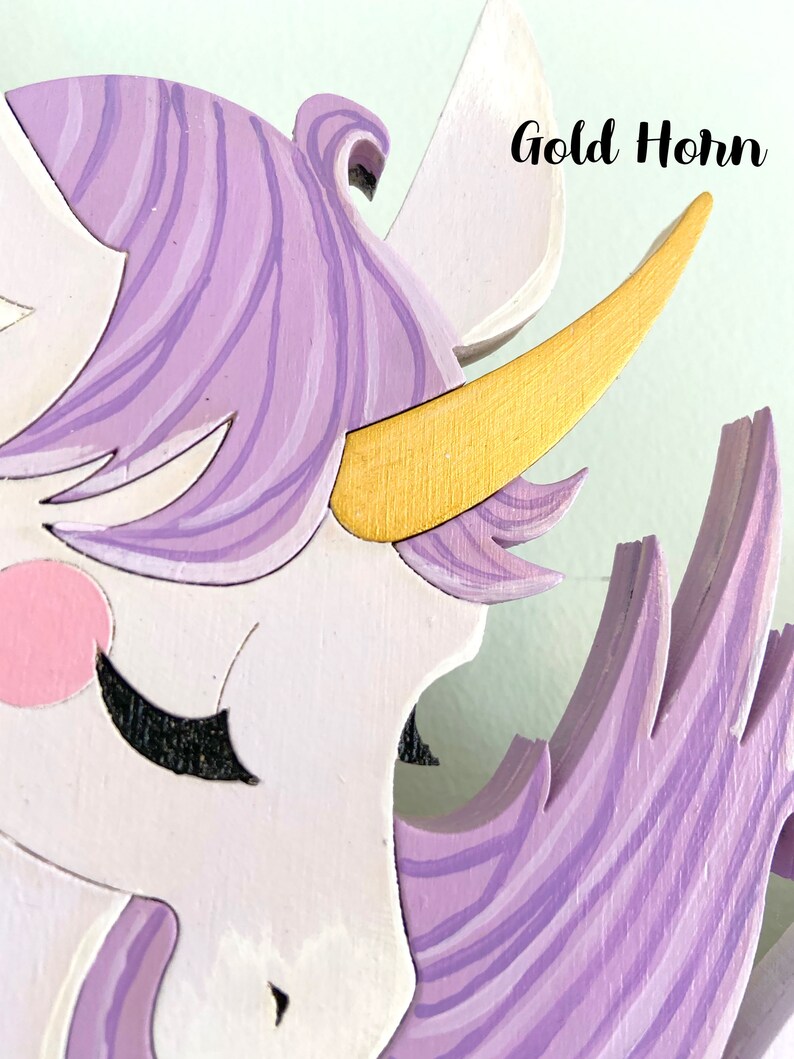 Purple Unicorn Wall Wood Art Etsy