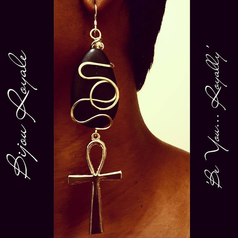 black ankh earrings