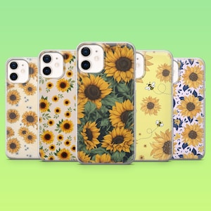 Sunflower Phone Case Floral Cute Flower Cover for iPhone 16 Pro, 15, 14, 13, 12, Samsung S25, S23, S24, S22, A16, A55, Pixel 9Pro, 8