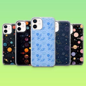 Space Phone Case Planets Stars Cover for iPhone 16e, 15 Pro, 14, 13, 12, Samsung S25, S23, S24+, S22, A16, A55, Pixel 9Pro, 8A