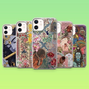 Indian Art Phone Case Hindu Art Indian Collage Cover for iPhone 16 Pro, 15, 14, 13, 12, Samsung S25, S23, S24, S22, A16, A55, Pixel 9, 8A