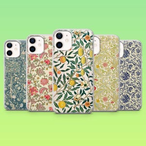 Funda de teléfono William Morris con pinturas botánicas para iPhone 16 Pro, 15, 14, 13, 12, Samsung S25, S23Fe, S24, S22, A16, A55, Pixel 9Pro, 8