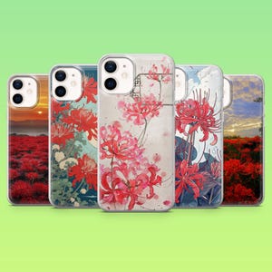 Red Lily Phone Case Spider Lily Landscape Cover for iPhone 16 Pro, 15, 14, 13, 12, Samsung S25, S23, S24, S22, A16, A55, Pixel 9, 8A