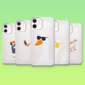 Clear Duck Phone Case Funny Duck Meme Cover for iPhone 16 Pro, 15, 14, 13, 12, Samsung S25, S24, S23+, S22, A16, A55, Pixel 9 Pro, 8A