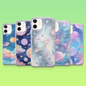 Space Phone Case Planets Galaxy Cover for iPhone 16 Pro, 15, 14, 13, 12, Samsung S25, S23Fe, S24Fe, S22, A16, A55, Pixel 9Pro, 8A