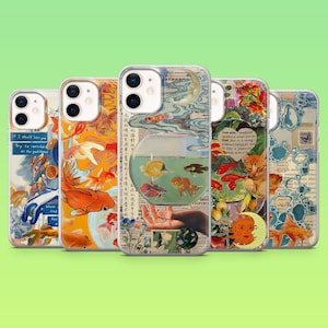 Goldfish Phone Case Japan Art Koi Fish Cover for iPhone 16e, 15 Pro, 14, 13, 12, Samsung S25, S23, S24+, S22, A16, A55, Pixel 9Pro, 8A