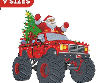 Weihnachtsmann Monstertruck Stickdatei | Muster Weihnachten