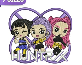Huntrix Girls Embroidery Design, Kpop Demon Hunters (Instant Download)
