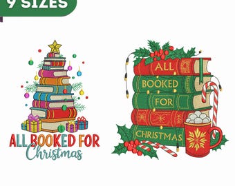 Christmas Books Embroidery Design, All Book For Christmas Embroidery Design, Book Embroidery, 9 sizes, Instant Download