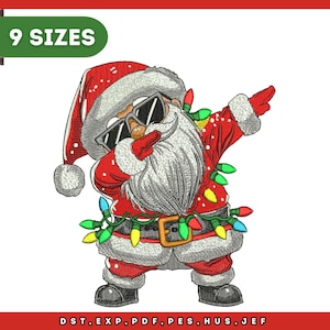 Santa Claus Embroidery Design, Santa with Lights Embroidery Pattern, Holiday Santa Claus Design, Merry Christmas Embroidery, 9 Sizes