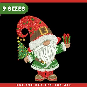 Borduurontwerp kerstman, Merry Christmas-borduurbestand, 9 maten, Instant download