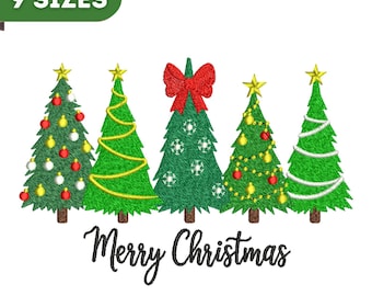 Coquette Christmas Tree Embroidery Design, Merry Christmas Machine Embroidery, Instant Download, 9 sizes