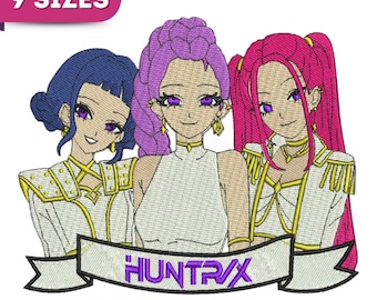 Huntrix Girls Embroidery Design, Kpop Demon Hunters, 9 Sizes (Instant Download)