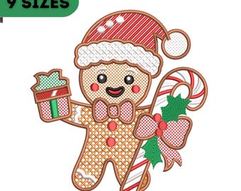 FSL Christmas Gingerbread Man Embroidery Design, Lace Ornament (Digital Download)