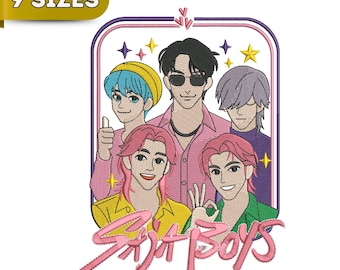 Kpop Saja Boys Embroidery File, Demon Hunter Anime Design (9 Sizes) (Digital Download)