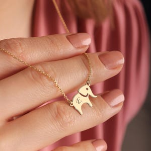 Cute Animal Jewelry with Initial Elephant Necklace for Women Silver Necklace Minimalist Jewelry Gift for Her Kids Necklace Xmas Jewelry Gift