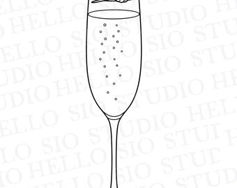 Kir Royale SVG Design | Champagne Cocktail Vector Cutting File