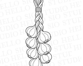 Garlic Braid SVG | Italian Cooking Vector Clip Art