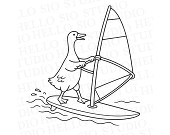 Windsurfing Goose SVG Clip Art |  Vector Cut File Template