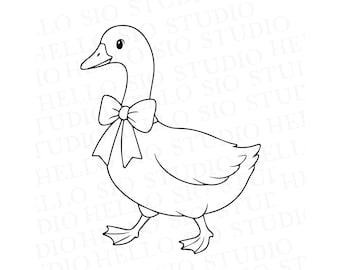 Goose with Bow SVG | Doodle Vector Cutting Files