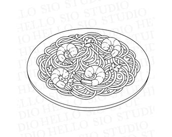 Prawn Spaghetti SVG | Italian Pasta Vector Art