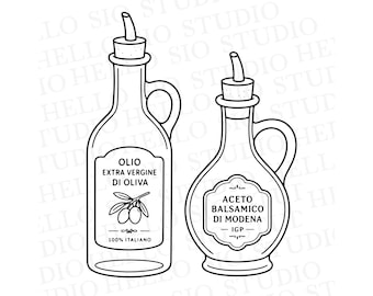 Olive Oil and Balsamic Vinegar SVG | Mediterranean Food Clip Art