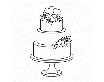 Ilustracja tortu weselnego w formacie SVG | Plik Cricut Cut Clipart