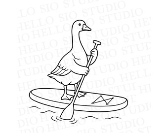 Paddleboarding Goose SVG Design | Vector Cutting File