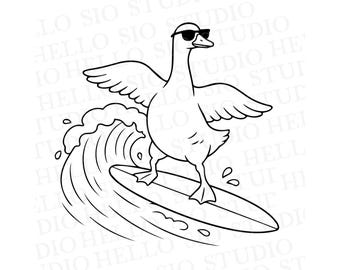 Surfing Goose SVG | Summer Geese Vector Cutting File