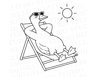 Sunbathing Goose SVG | Summer Geese Vector Cutting File