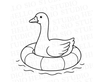 Clip art SVG de ganso nadador / Plantilla de archivo vectorial de corte de ganso nadador
