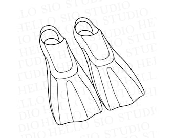 Pair of Flippers SVG | Scuba Diving Fins Vector Illustration