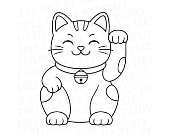 Chinese Waving Cat SVG Design | Lucky Cat Vector Cutting File