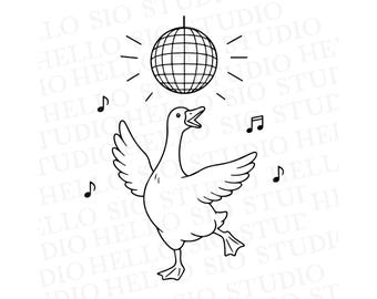 Disco Dancing Goose SVG | Geese with Disco Ball Cut File