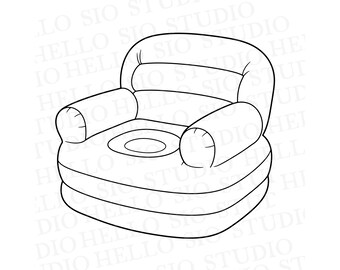 Nadmuchiwany fotel SVG Clip Art | Szablon pliku wektorowego z lat 90. XX wieku