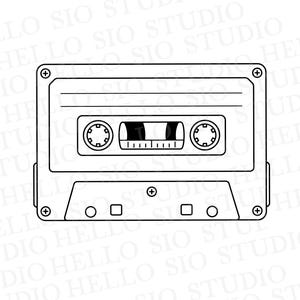 Retro Cassette Tape SVG Clip Art |  1990's Vector Cut File Template