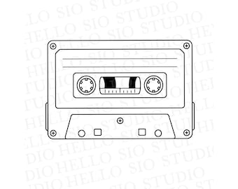 Retro Cassette Tape SVG Clip Art |  1990's Vector Cut File Template