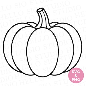 Prosty kontur dyni SVG | Ilustracja z grafiką liniową dyni PNG | Wektorowy clipart Halloween | Kompatybilny z Cricut