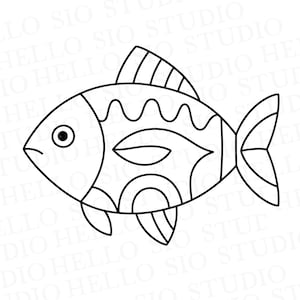 Doodle Fish SVG | Abstrakt sommar-T-shirtdesign | Linjekonstillustration | Cricut-kompatibel