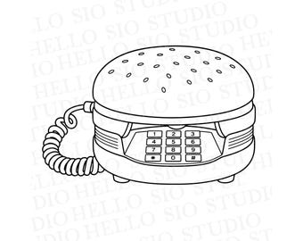 Projekt telefonu Burger z lat 80. w formacie SVG | Plik do cięcia w stylu retro