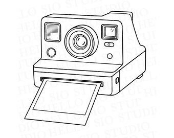 Vintage Instant Camera SVG Illustration | Retro Cricut Cut File Clipart