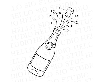 Ilustracja SVG z pękniętą butelką szampana | Plik Cricut Cut Clipart