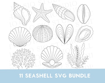 Seashell SVG Bundle | Seashore Vector Clip Art Set