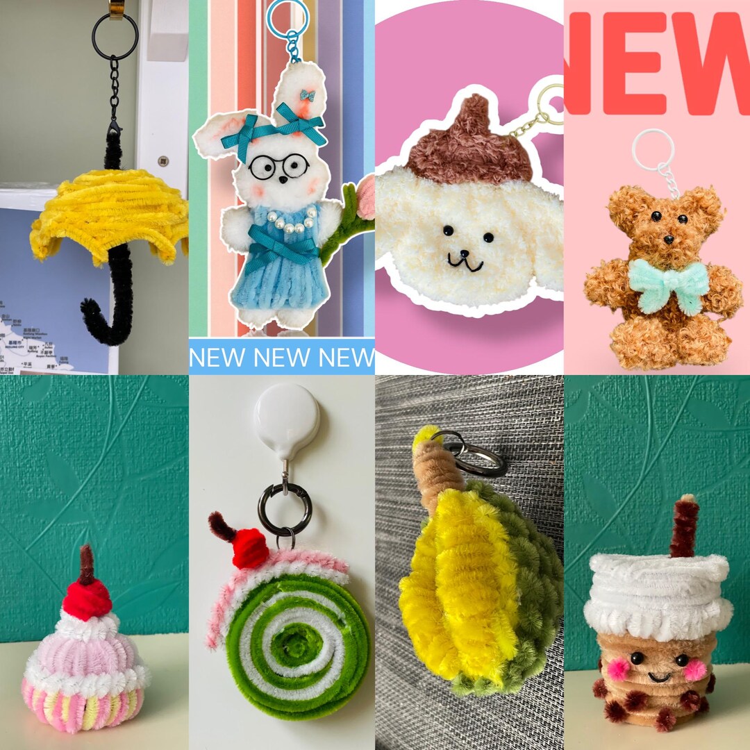 Pipe Cleaners Keychain Rabbit Handmade Pipe Cleaner Moru Doll Keychain - Etsy
