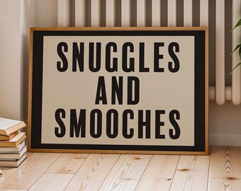 Snuggles and Smooches Print | Retro Typography Directional Wall Art (Digital Download)