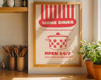 Retro Home Diner Poster: Home Kitchen Decor, Comfort Food Poster (Digital Download)