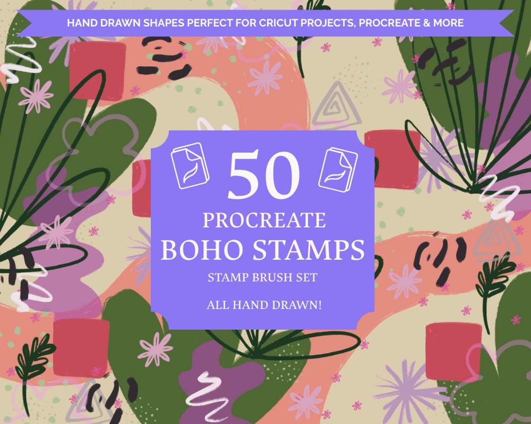 50 Handmade Boho Floral Procreate Stamps - Hand Drawn Procreate Brush ...